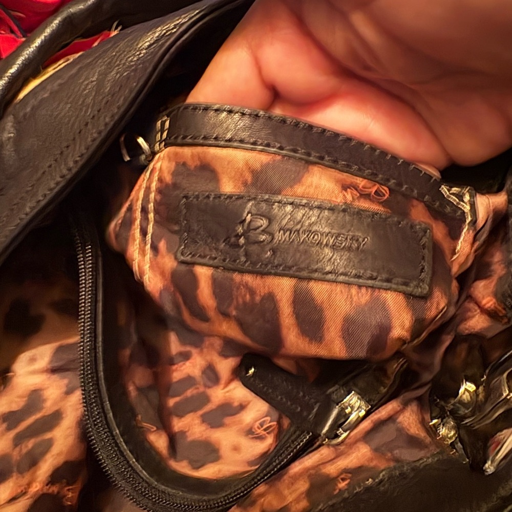 B. Makowsky Zebra Black Calf hair & leather Hobo Shoulder Bag - Picture 5 of 10